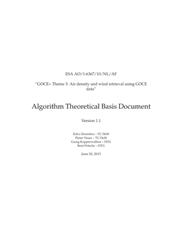 Algorithm Theoretical Basis Document