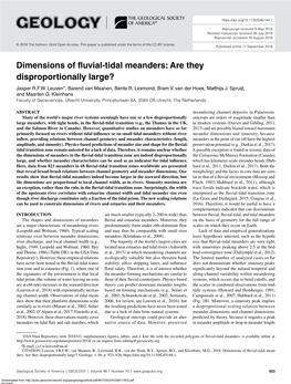 Dimensions of Fluvial-Tidal Meanders: Are They Disproportionally Large? Jasper R.F.W