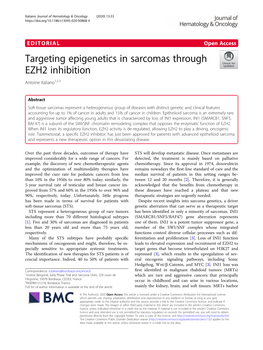 Targeting Epigenetics in Sarcomas Through EZH2 Inhibition Antoine Italiano1,2,3