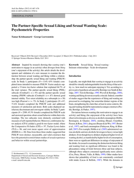 The Partner-Specific Sexual Liking and Sexual Wanting Scale