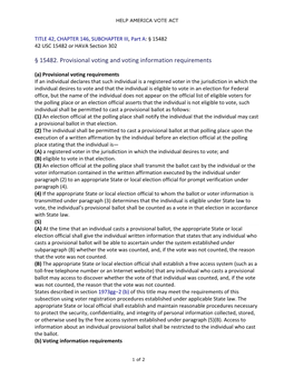 § 15482. Provisional Voting and Voting Information Requirements