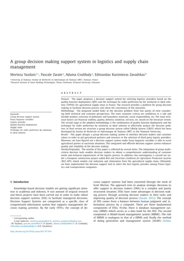 A Group Decision Making Support System in Logistics and Supply Chain Management