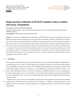 Single Precision Arithmetic in ECHAM Radiation Reduces Runtime And