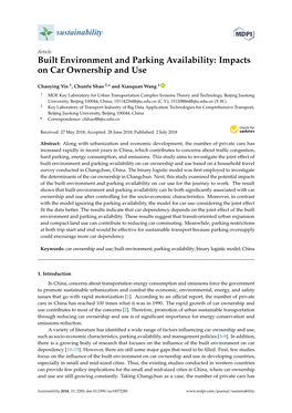 Built Environment and Parking Availability: Impacts on Car Ownership and Use