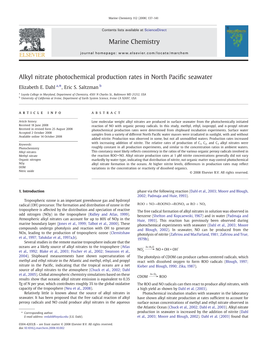 Alkyl Nitrate Photochemical Production Rates in North Pacific Seawater