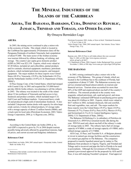 The Mineral Industries of the Islands of the Caribbean in 2003