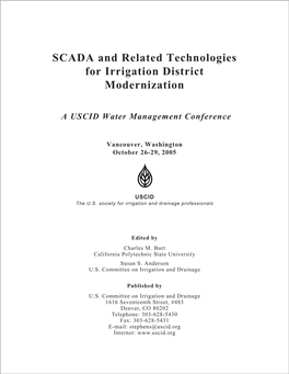 SCADA and Related Technologies for Irrigation District Modernization