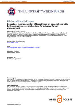 Impacts of Local Adaptation of Forest Trees on Associations with Herbivorous Insects: Implications for Adaptive Forest