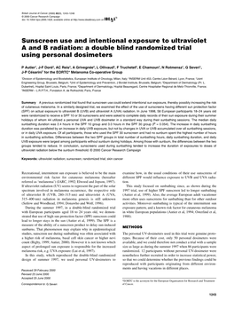 Sunscreen Use and Intentional Exposure to Ultraviolet a and B Radiation: a Double Blind Randomized Trial Using Personal Dosimeters