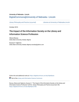 The Impact of the Information Society on the Library and Information Science Profession