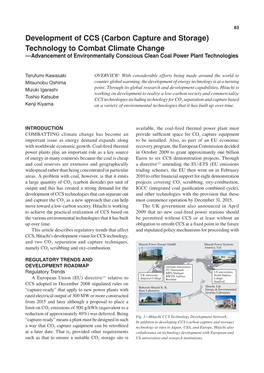 Carbon Capture and Storage) Technology to Combat Climate Change —Advancement of Environmentally Conscious Clean Coal Power Plant Technologies