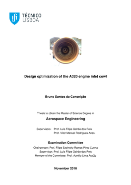 Design Optimization of the A320 Engine Inlet Cowl