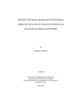 Human Sex Trafficking Through the Lens of College Students As Mainstream