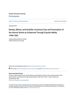 America's Fear and Fascination of the Atomic Bomb As Evidenced Through Popular Media, 1946-1962