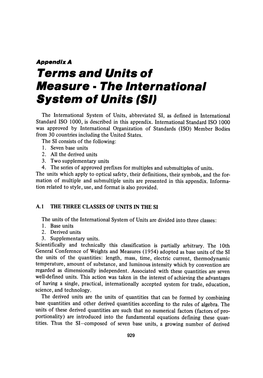 Terms and Units of Itfeasure · the International System of Units'(SI}