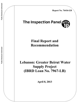 Greater Beirut Water Supply Project (IBRD Loan No