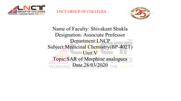 SAR of Morphine Analogues Date.28/03/2020
