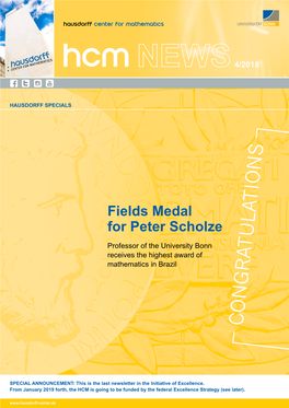 Fields Medal for Peter Scholze Professor of the University Bonn Receives the Highest Award of Mathematics in Brazil