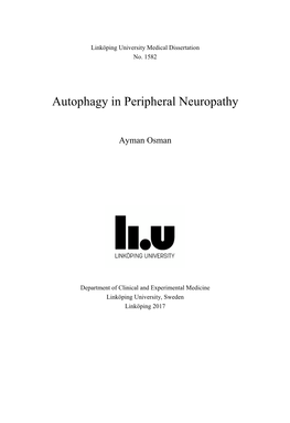 Autophagy in Peripheral Neuropathy