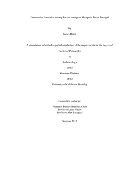 Community Formation Among Recent Immigrant Groups in Porto, Portugal