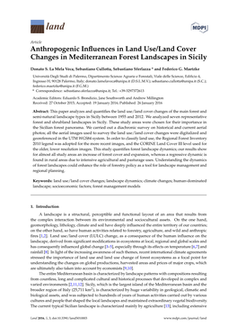 Anthropogenic Influences in Land Use/Land Cover Changes In