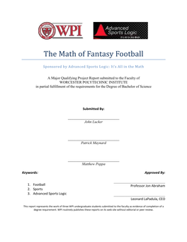 The Math of Fantasy Football