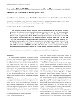 Suppressive Effect of Wild Saccharomyces Cerevisiae and Saccharomyces Paradoxus Strains on Ige Production by Mouse Spleen Cells