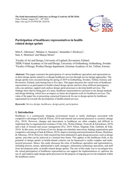 Participation of Healthcare Representatives in Health- Related Design Sprints