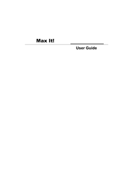 ACS Max It! User Guide