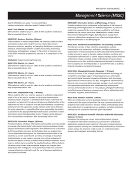 Management Science (MGSC) 1 Management Science (MGSC)