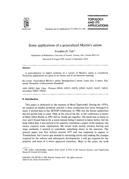 Some Applications of a Generalized Martin's Axiom