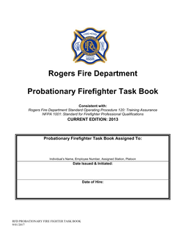 Rogers Fire Department Probationary Firefighter Task Book