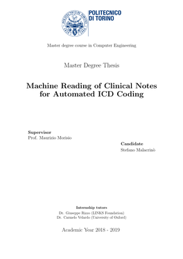 Machine Reading of Clinical Notes for Automated ICD Coding