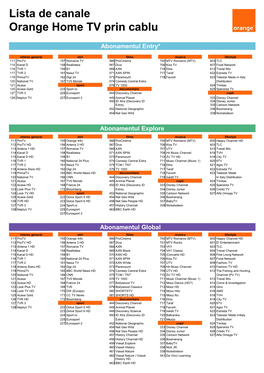 Lista De Canale Orange Home TV Prin Cablu