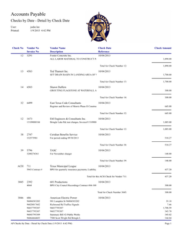 Accounts Payable Checks by Date - Detail by Check Date