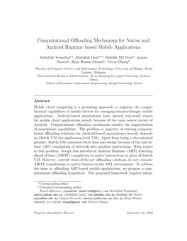 Computational Offloading Mechanism for Native and Android Runtime Based Mobile Applications