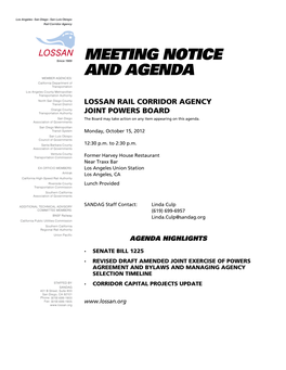 Meeting Notice and Agenda