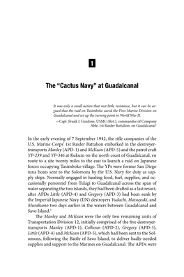 1 the “Cactus Navy” at Guadalcanal