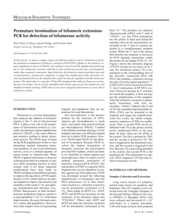 Premature Termination of Telomeric Extension- PCR for Detection Of