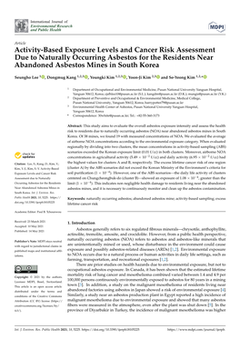 Activity-Based Exposure Levels and Cancer Risk Assessment Due to Naturally Occurring Asbestos for the Residents Near Abandoned Asbestos Mines in South Korea