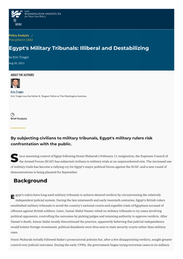 Egypt's Military Tribunals: Illiberal and Destabilizing by Eric Trager
