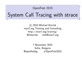 System Call Tracing with Strace