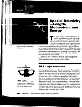 Special Relativity Length, Momentum, Ami Energy