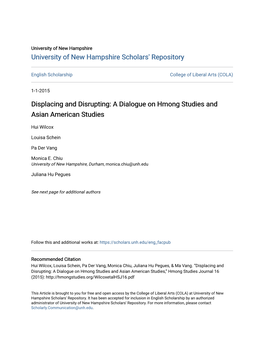 A Dialogue on Hmong Studies and Asian American Studies