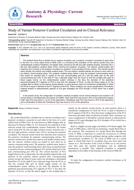 Study of Variant Posterior Cerebral Circulation and Its Clinical Relevance