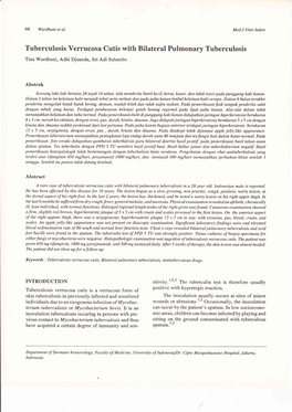 Tuberculosis Verrucosa Cutis with Bilateral Pulmonary Tuberculosis