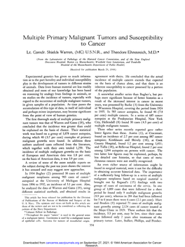 Multiple Primary Malignant Tumors and Susceptibility to Cancer Lt