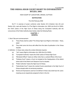 The Orissa High Court Right to Information Rules, 2005