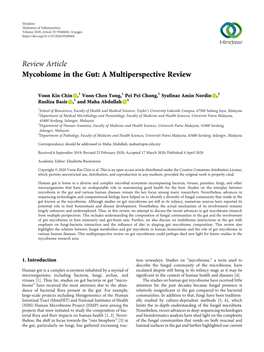 Review Article Mycobiome in the Gut: a Multiperspective Review