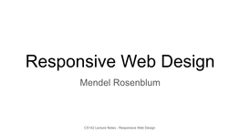 Responsive Web Design Mendel Rosenblum